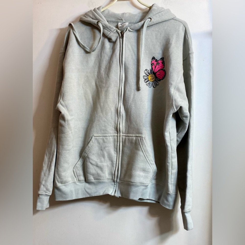 Pacific and Co. Women's Grey and Pink Hoodie zipper sweater size Large